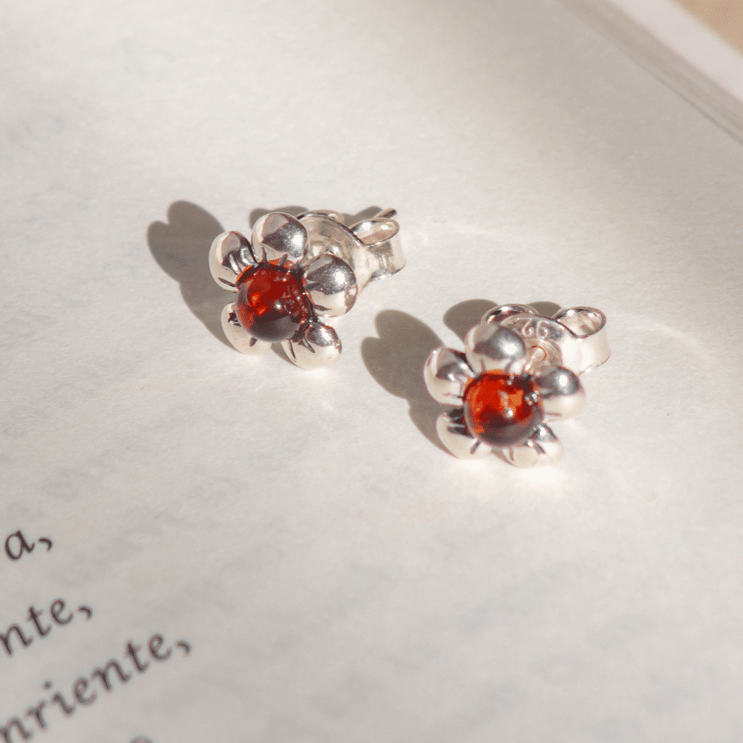 Diseño sin título-16 Aros de Ámbar Flor y Plata - Imagen 1
