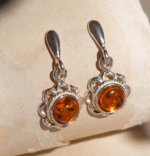 Aros de Ámbar Flor Colgante