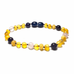 Pulsera Ámbar Adulto Miel, Cuarzo y Amatista