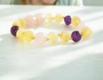 Pulsera Ámbar Miel Opaco con Cuarzo y Amatista Bebes y Niños - Imagen 2