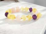 Pulsera Ámbar Miel Opaco con Cuarzo y Amatista Bebes y Niños